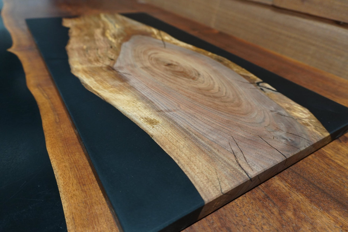 12" X 23" Walnut Black Epoxy Serving Tray - Ol Loggin Sawmill