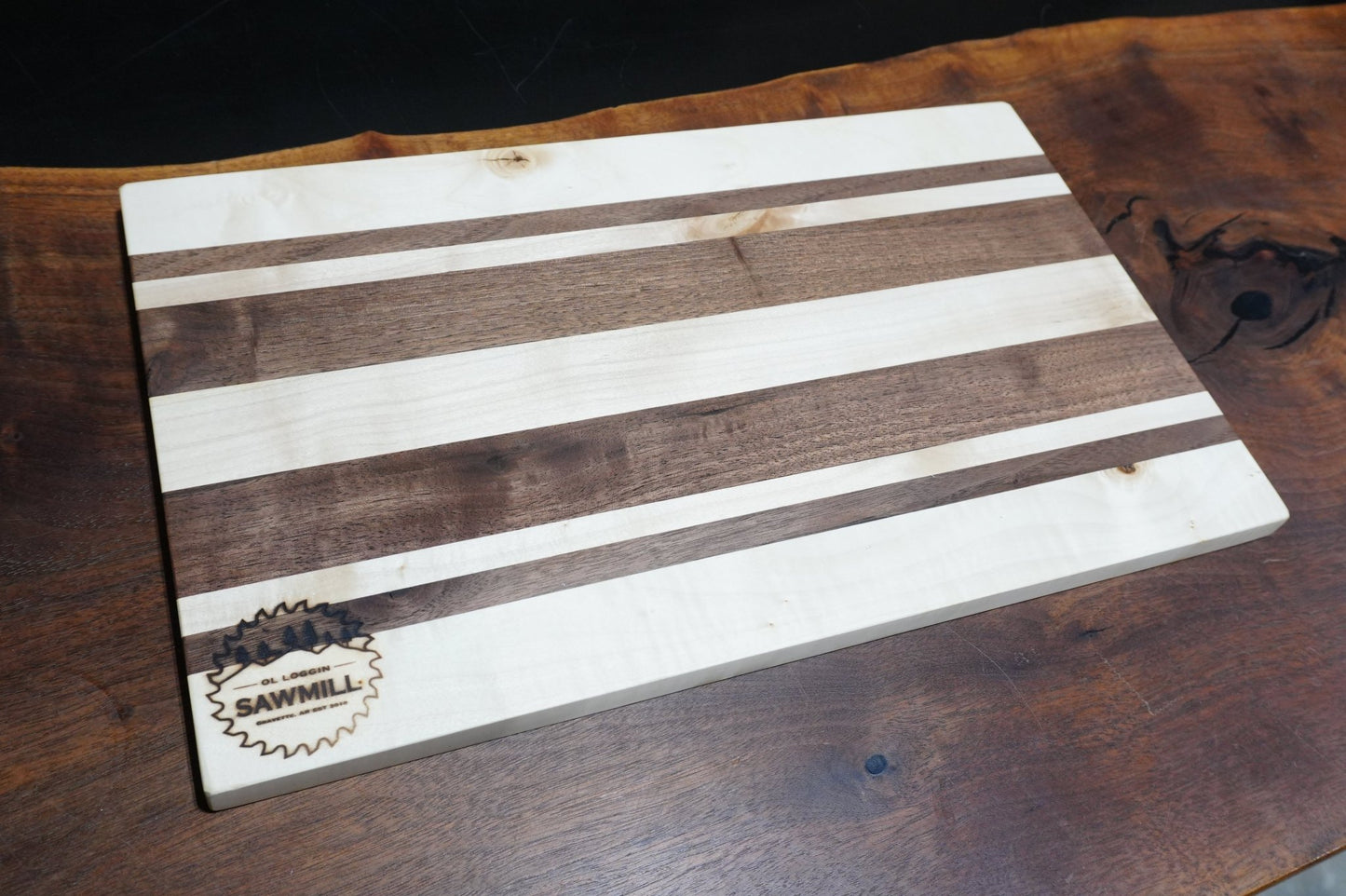 15 1/2 X 9 1/2 Maple & Walnut Cutting Board - Ol Loggin Sawmill