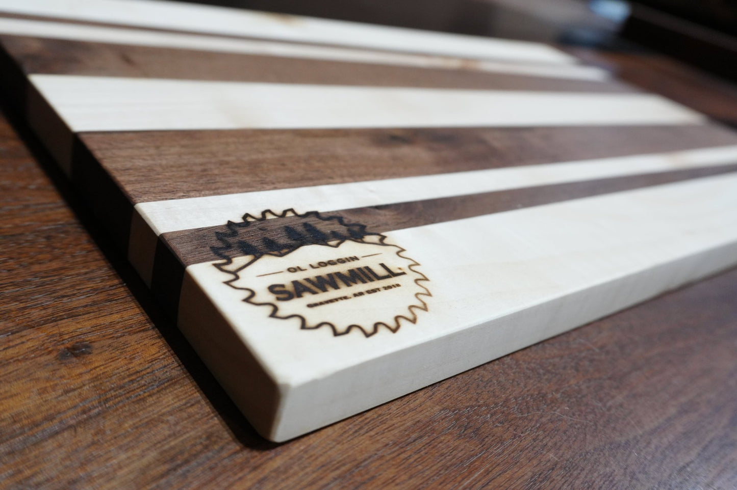 15 1/2 X 9 1/2 Maple & Walnut Cutting Board - Ol Loggin Sawmill