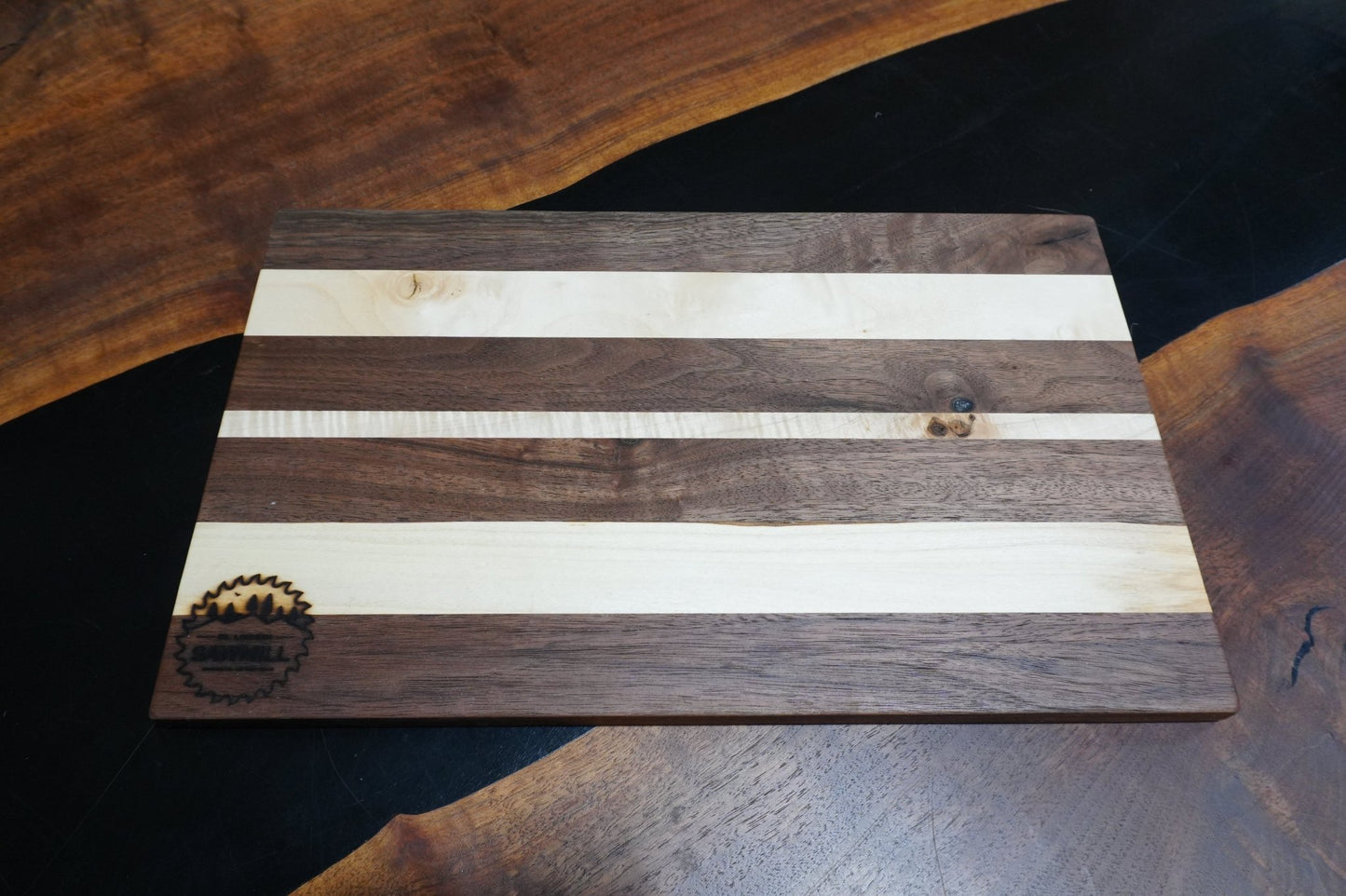 15 1/2 X 9 1/2 Walnut & Maple Cutting Board - Ol Loggin Sawmill