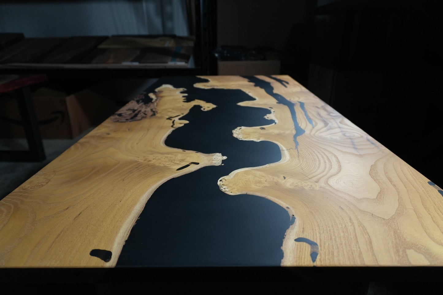 Midnight Burl: Mulberry Burl & Black Epoxy Coffee Table - Ol Loggin Sawmill