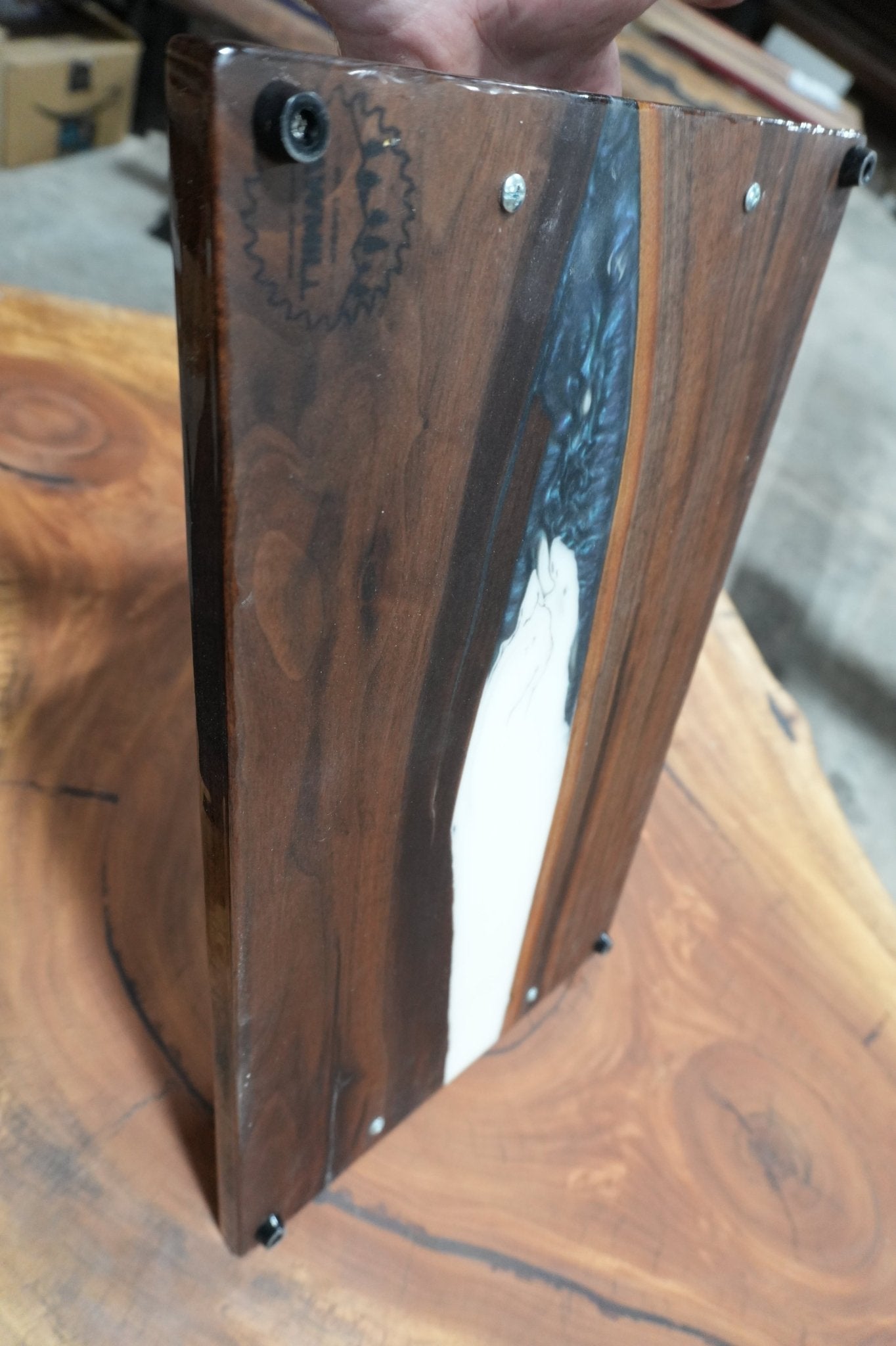 Turquoise & White Flood Coat Serving Tray - Ol Loggin Sawmill