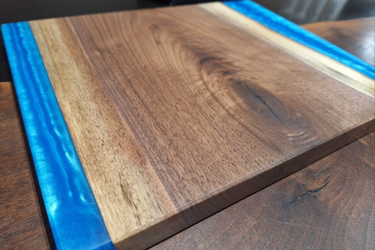 10" x 12" Walnut and Epoxy Serving Tray - Ocean Blue - My Store