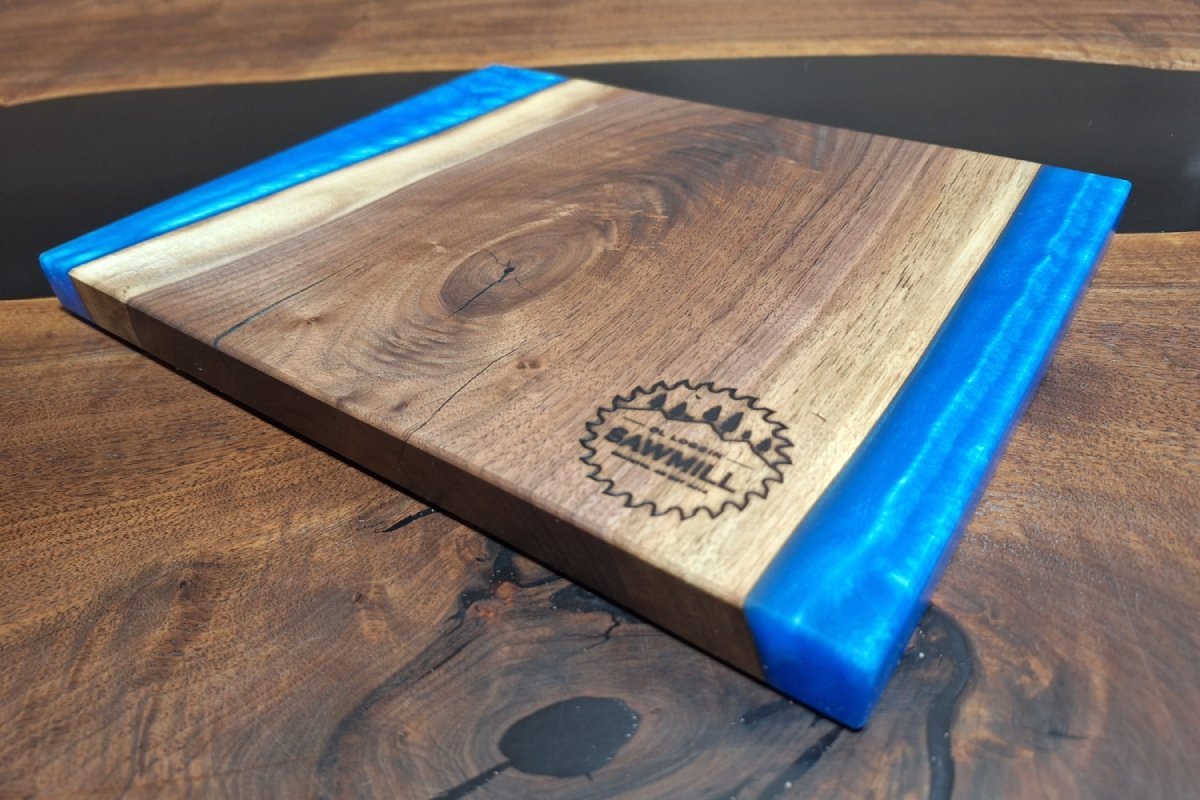 10" x 12" Walnut and Epoxy Serving Tray - Ocean Blue - My Store