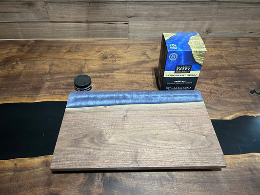 12" x 20" Walnut and Epoxy Serving Tray - Lavender Bliss - Ol Loggin Sawmill