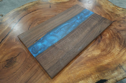 12" X 23" Blue River Epoxy Serving Tray - Ol Loggin Sawmill