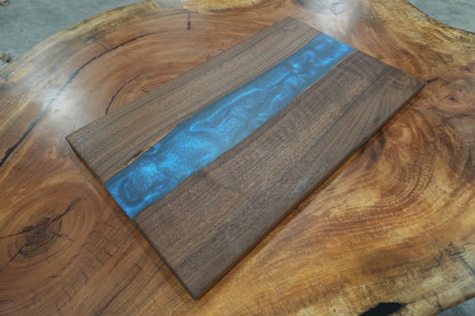 12" X 23" Blue River Epoxy Serving Tray - Ol Loggin Sawmill