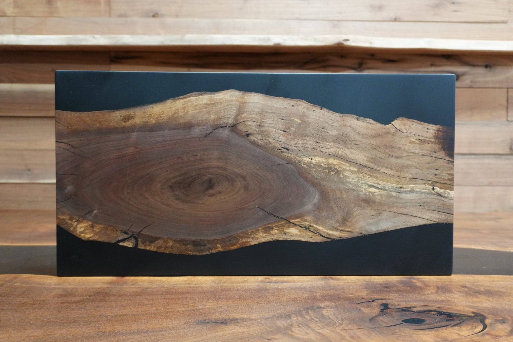 12" X 23" Walnut Black Epoxy Serving Tray - Ol Loggin Sawmill