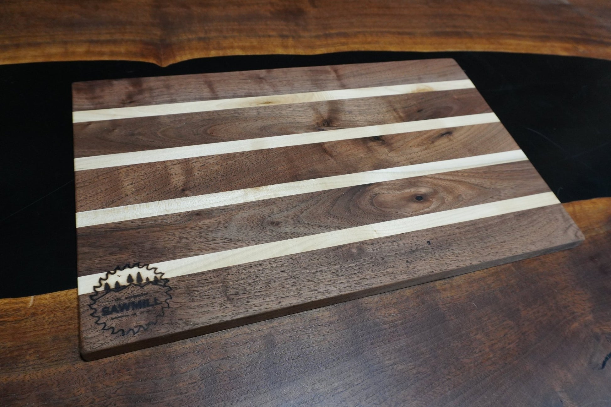 15 1/2 X 9 1/2 Walnut & Maple Cutting Board - Ol Loggin Sawmill