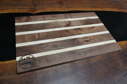 15 1/2 X 9 1/2 Walnut & Maple Cutting Board - Ol Loggin Sawmill