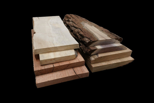 20 - " Walnut, Hickory, Red Oak, & Maple Wood Kit Live - Edge - Ol Loggin Sawmill