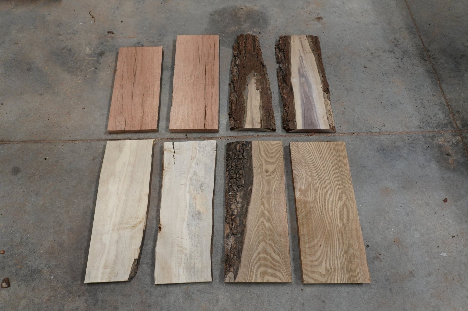 20 - " Walnut, Hickory, Red Oak, & Maple Wood Kit Live - Edge - Ol Loggin Sawmill