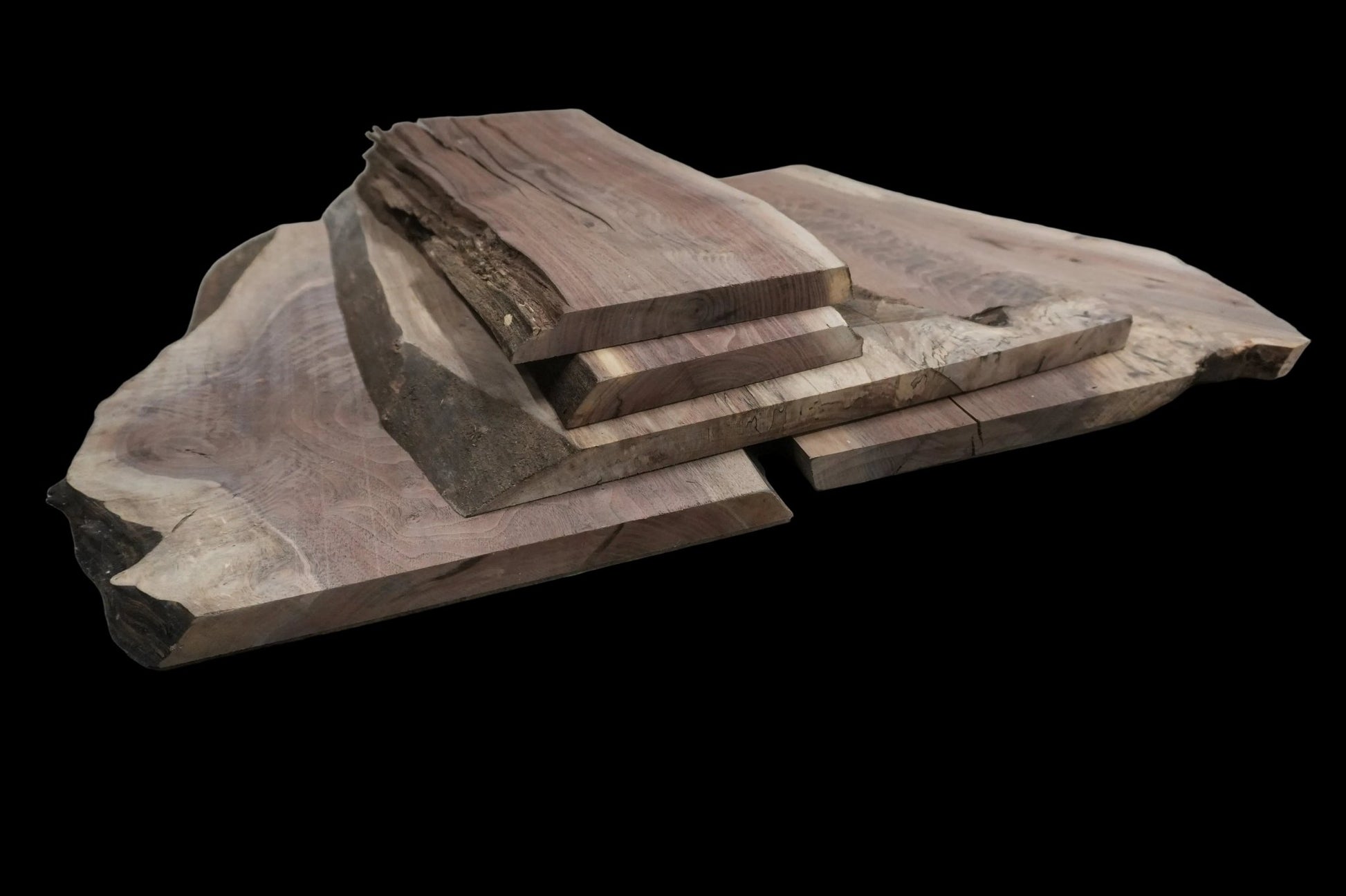 20 - " Walnut Wood Kit Live - Edge (large Pieces) - Ol Loggin Sawmill