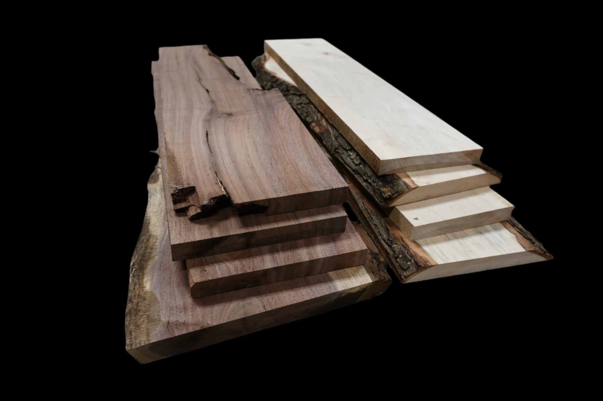 24 - " Walnut & Maple Wood Kit Live - Edge - Ol Loggin Sawmill