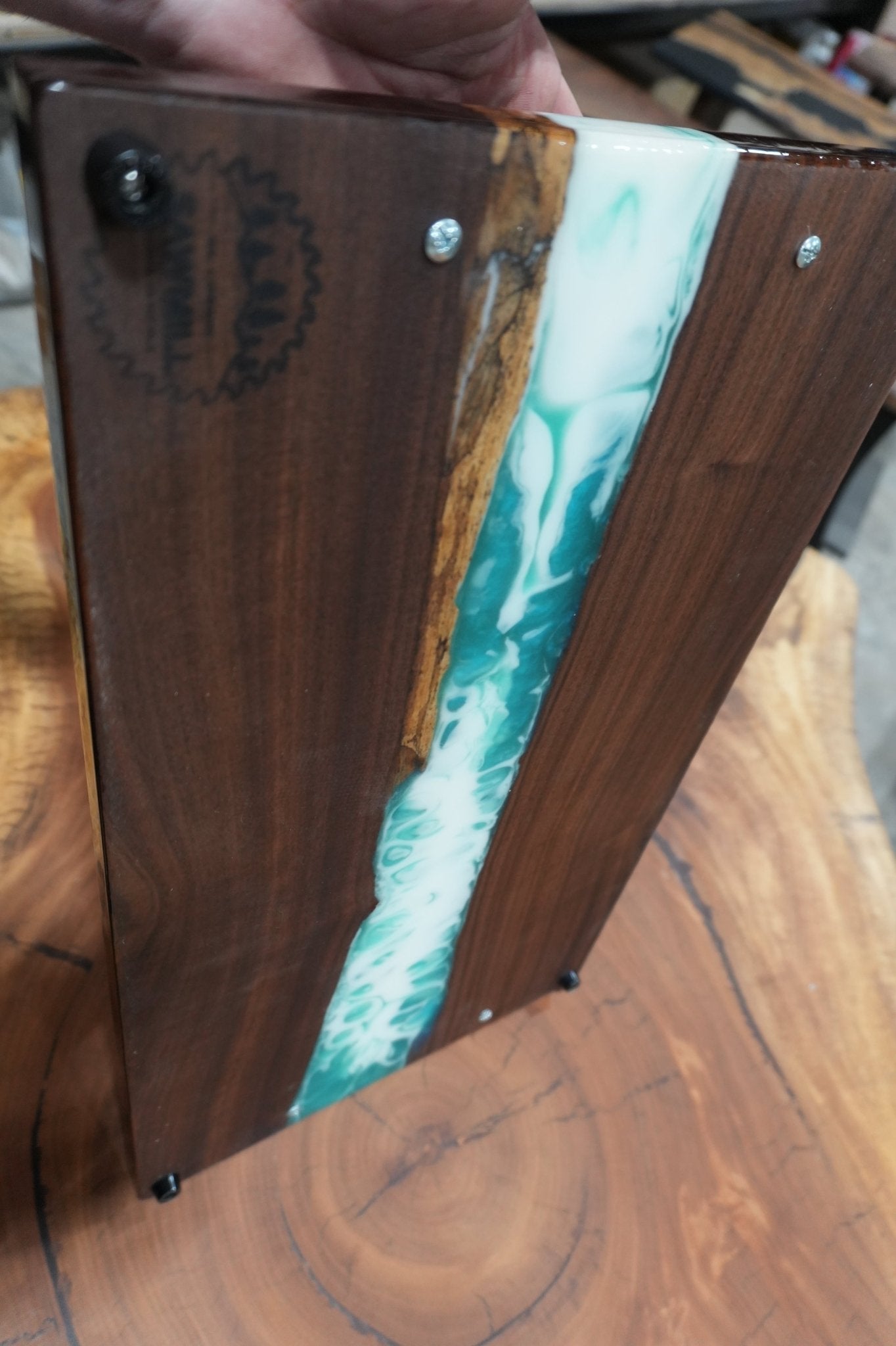 Emerald & Ivory Flood Coat Serving Tray - Ol Loggin Sawmill