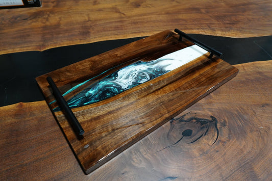 Emerald & Ivory Flood Coat Serving Tray - Ol Loggin Sawmill
