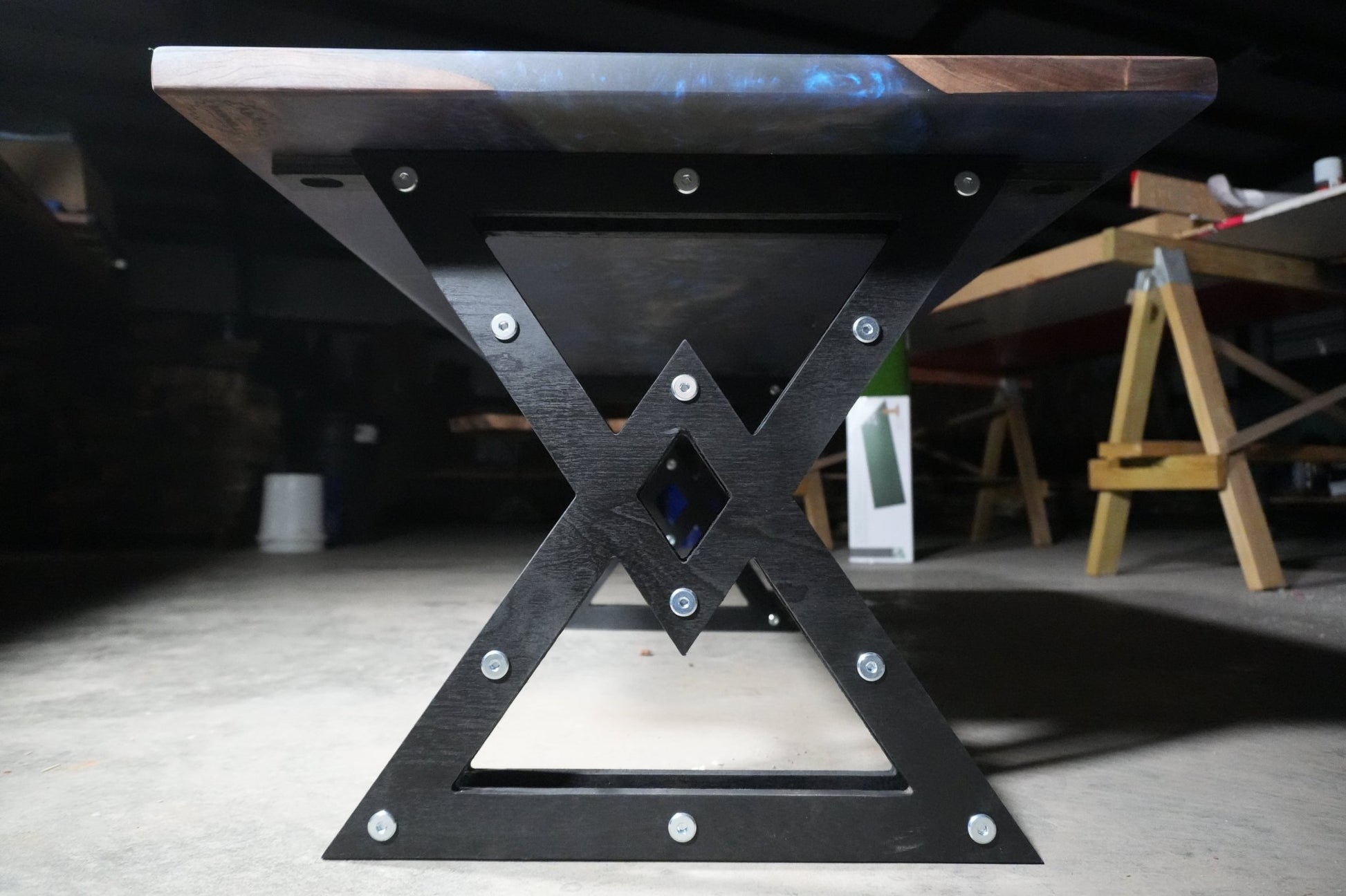 Iridescent Blue Epoxy & Walnut Coffee Table - Ol Loggin Sawmill