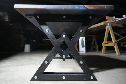Iridescent Blue Epoxy & Walnut Coffee Table - Ol Loggin Sawmill
