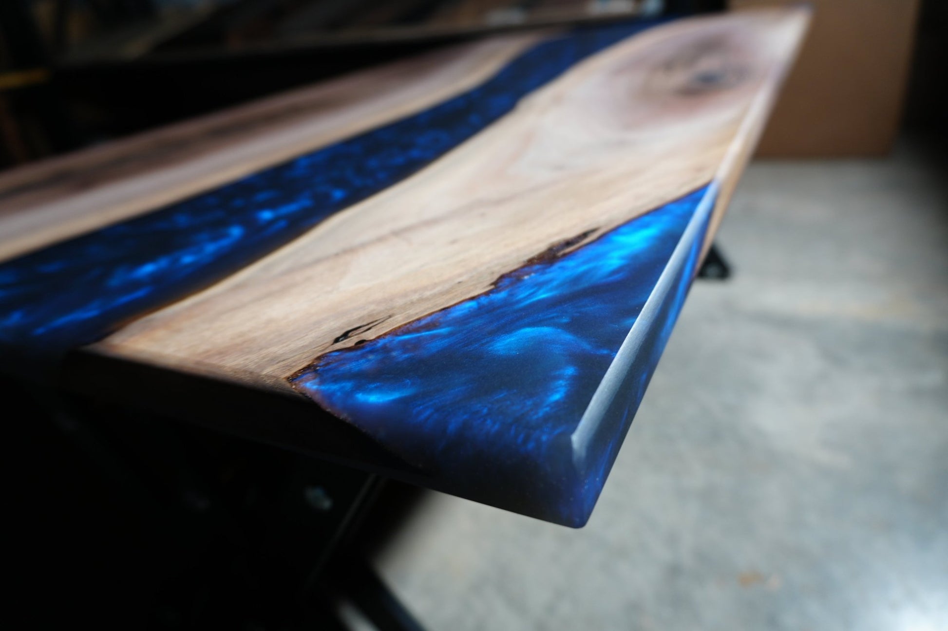 Iridescent Blue Epoxy & Walnut Coffee Table - Ol Loggin Sawmill