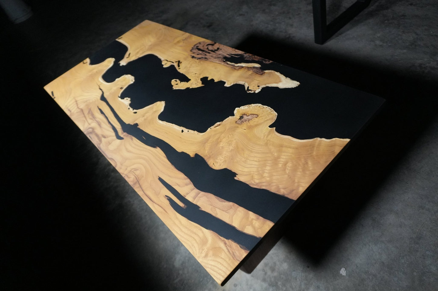 Midnight Burl: Mulberry Burl & Black Epoxy Coffee Table - Ol Loggin Sawmill