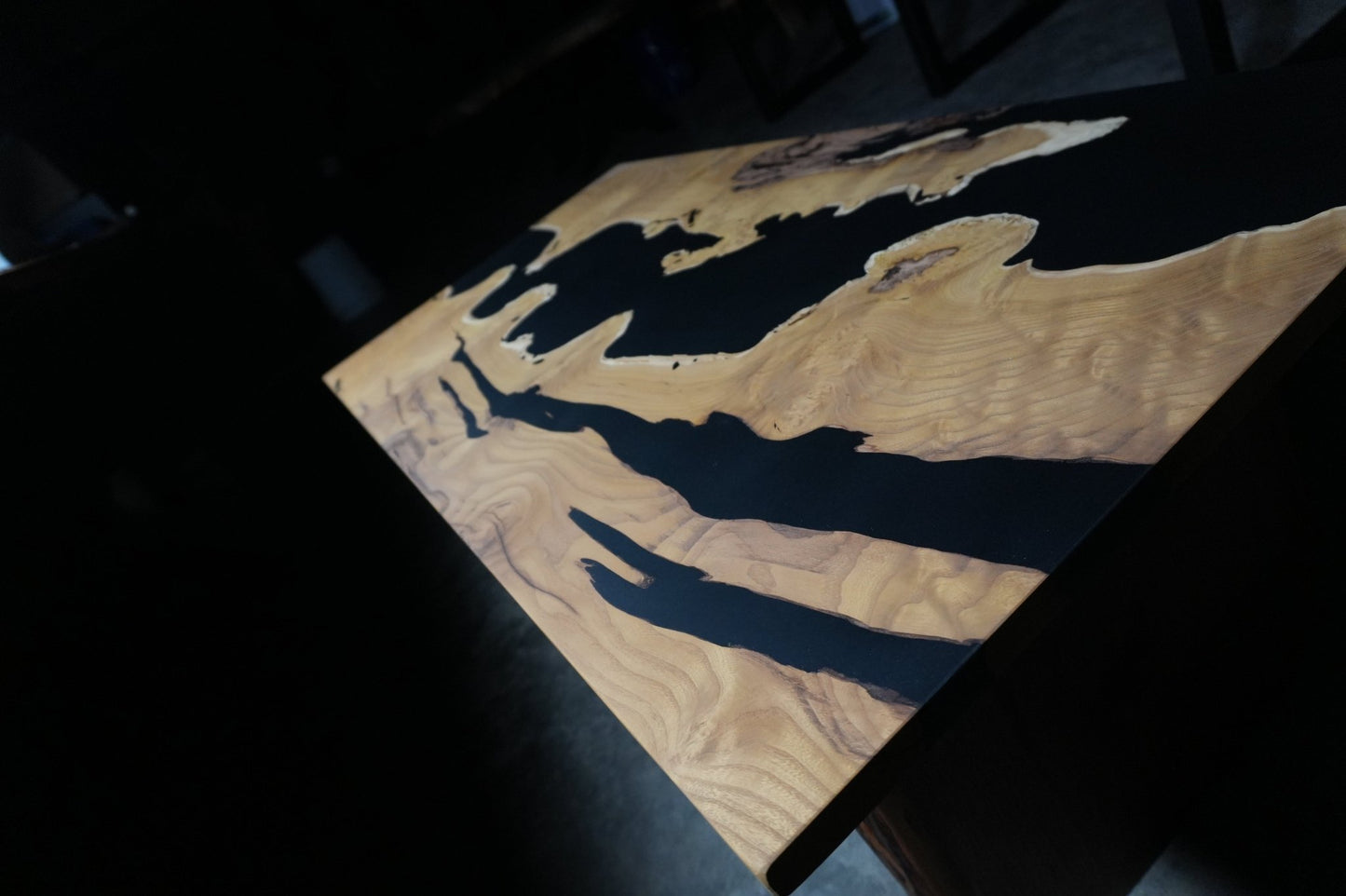 Midnight Burl: Mulberry Burl & Black Epoxy Coffee Table - Ol Loggin Sawmill