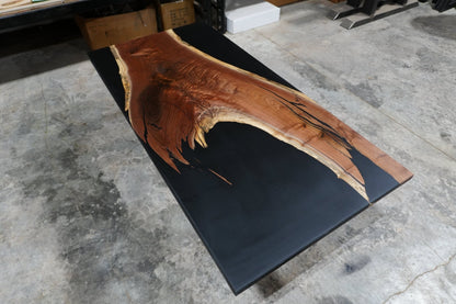 "Midnight Drift" – Black Epoxy Walnut Coffee Table - Ol Loggin Sawmill