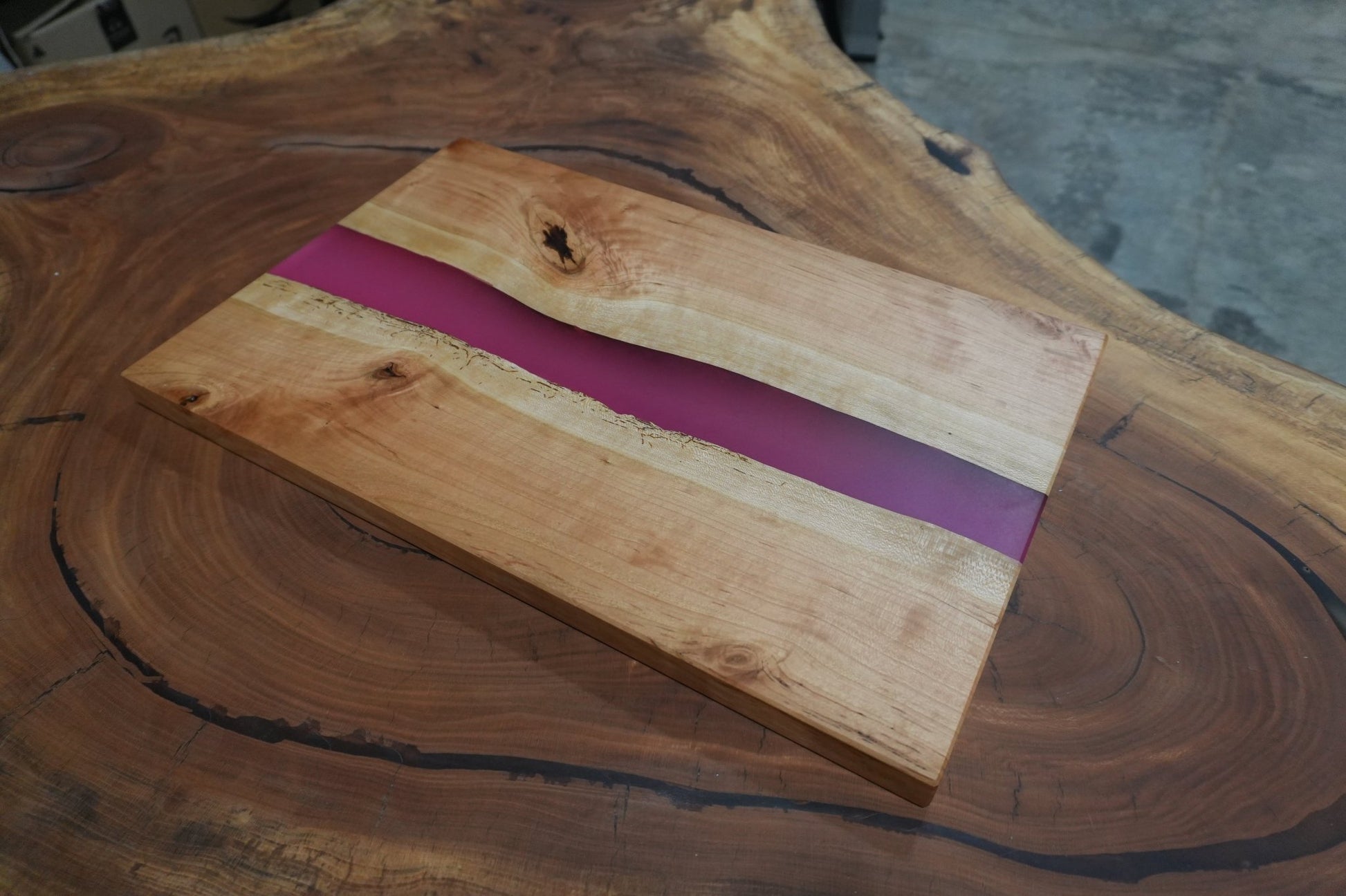 Neon Pink Maple Serving Trey - Ol Loggin Sawmill
