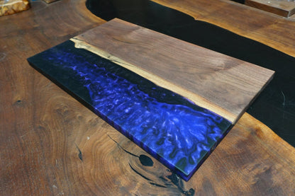 Purple Blue Walnut Epoxy Serving Trey - Ol Loggin Sawmill