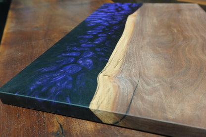 Purple Blue Walnut Epoxy Serving Trey - Ol Loggin Sawmill