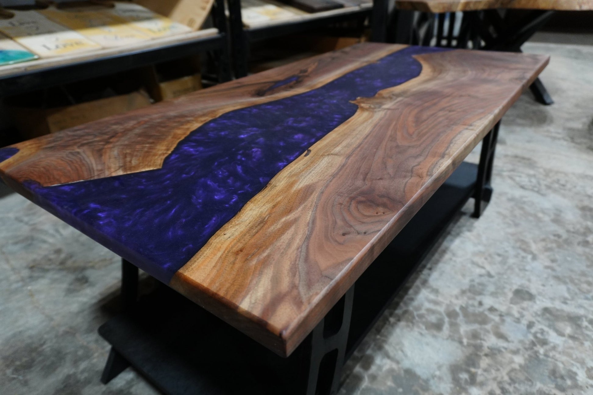 Purple Drift - Purple & Walnut Coffee Table - Ol Loggin Sawmill