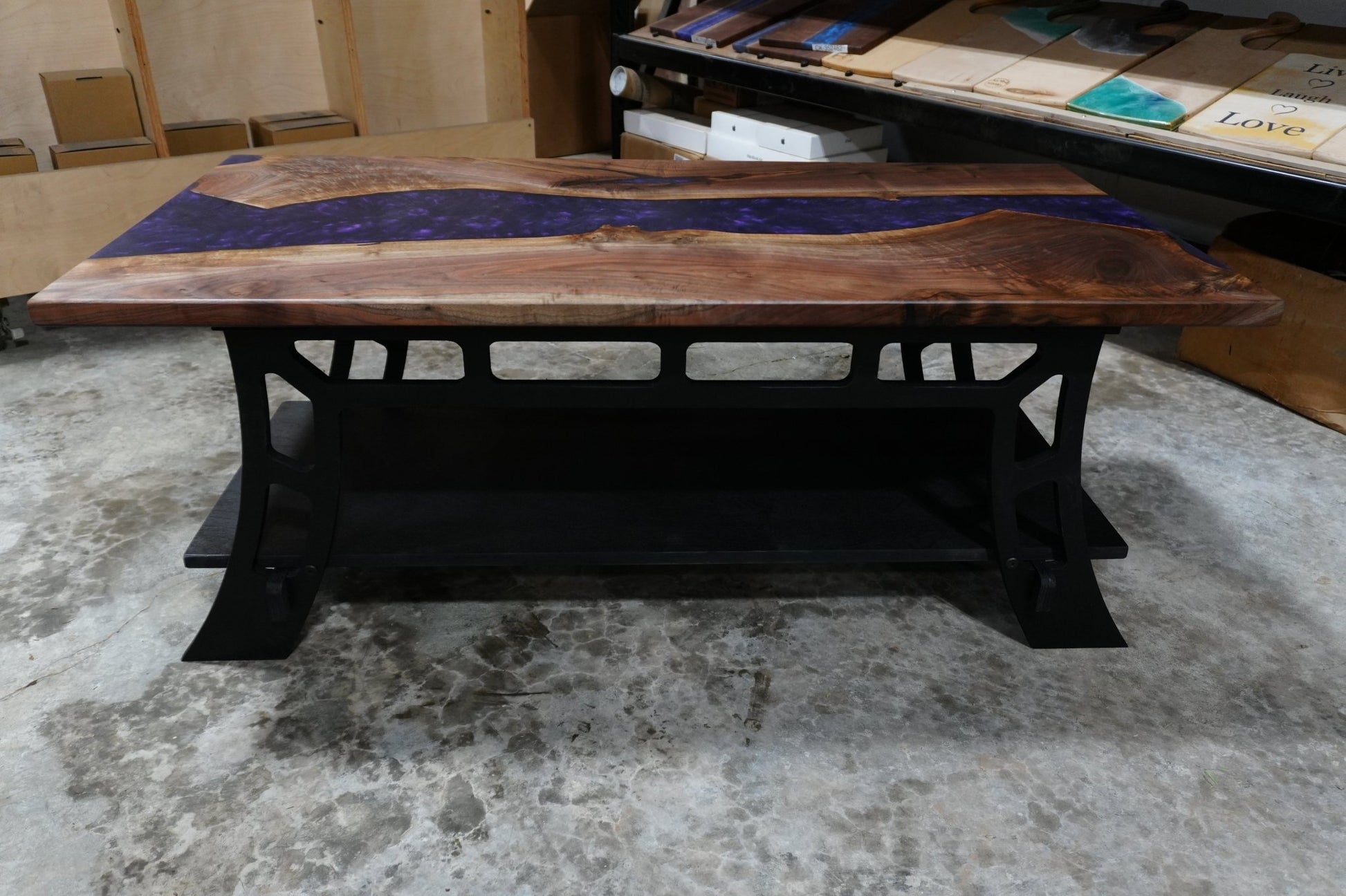 Purple Drift - Purple & Walnut Coffee Table - Ol Loggin Sawmill