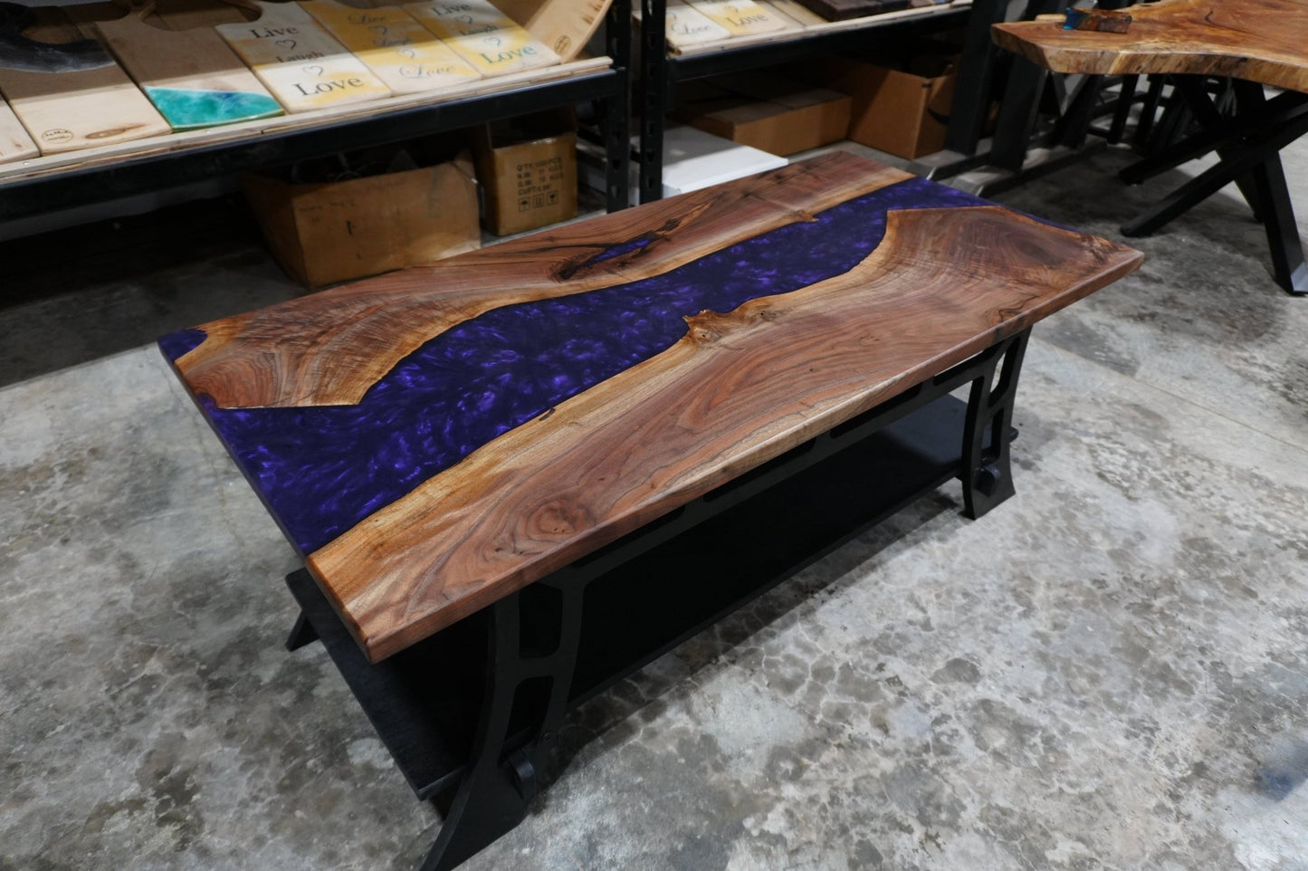 Purple Drift - Purple & Walnut Coffee Table - Ol Loggin Sawmill