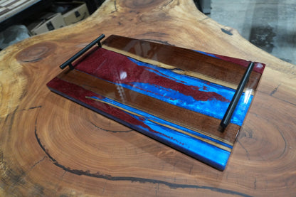 Red & Blue Flood Coat Serving Tray - Ol Loggin Sawmill