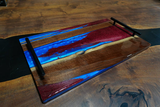 Red & Blue Flood Coat Serving Tray - Ol Loggin Sawmill