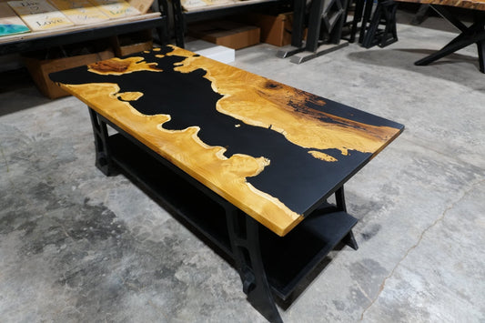 "Shadowline" – Mulberry & Black Epoxy Coffee Table - Ol Loggin Sawmill