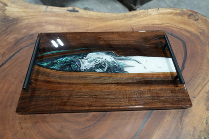Turquoise & White Flood Coat Serving Tray - Ol Loggin Sawmill