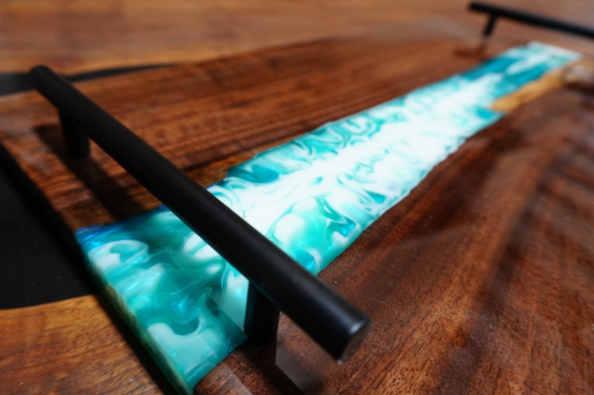 Turquoise & White Flood Coat Serving Tray - Ol Loggin Sawmill