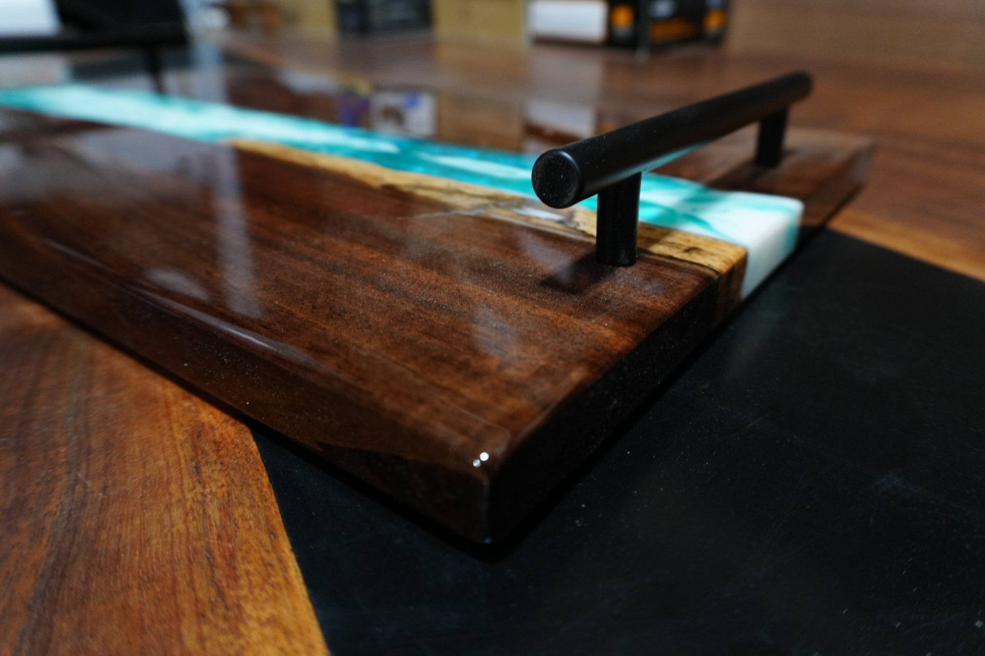 Turquoise & White Flood Coat Serving Tray - Ol Loggin Sawmill