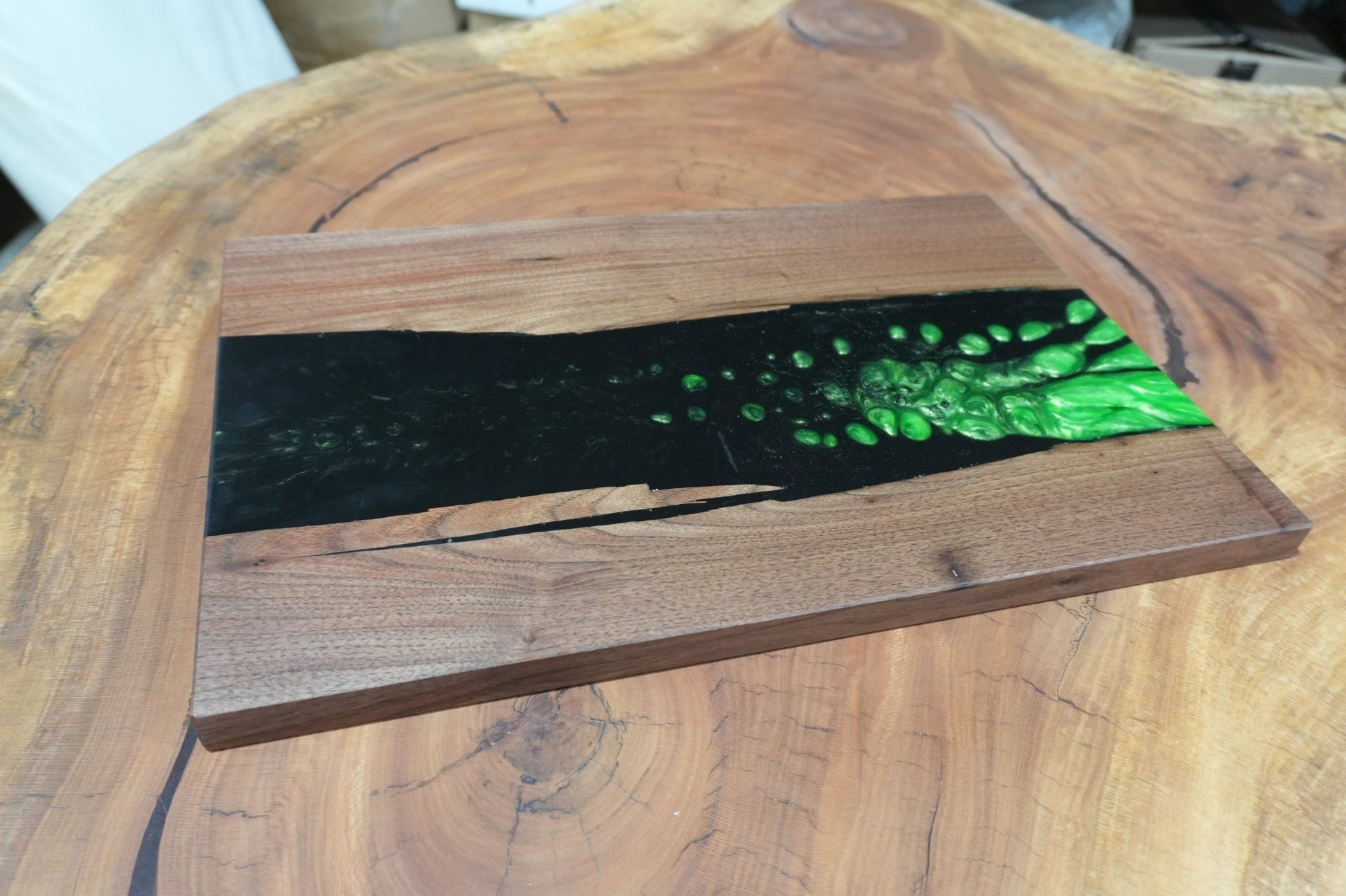 Walnut Green Epoxy Serving Tray - Ol Loggin Sawmill