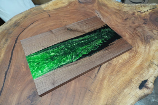 Walnut Green Epoxy Serving Tray - Ol Loggin Sawmill