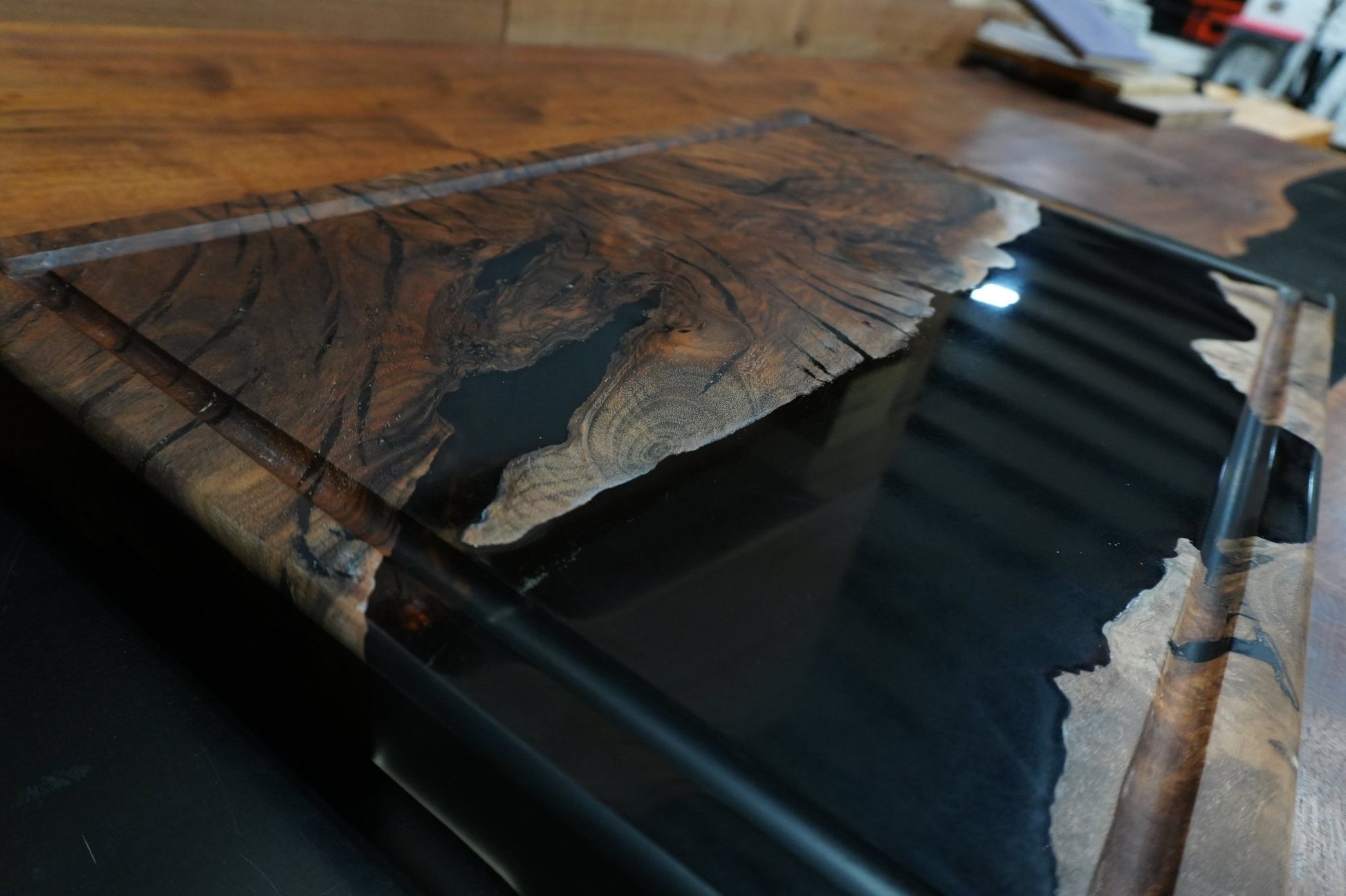 Walnut & Translucent Black Epoxy Cutting Board - Ol Loggin Sawmill